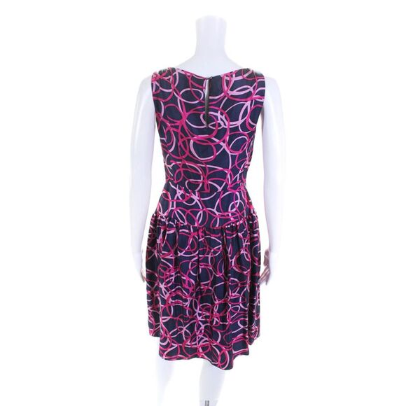 Cynthia Cynthia Steffe Womens Sleeveless Abstract Silk Dress Navy Pink Size 2 - Picture 3 of 7